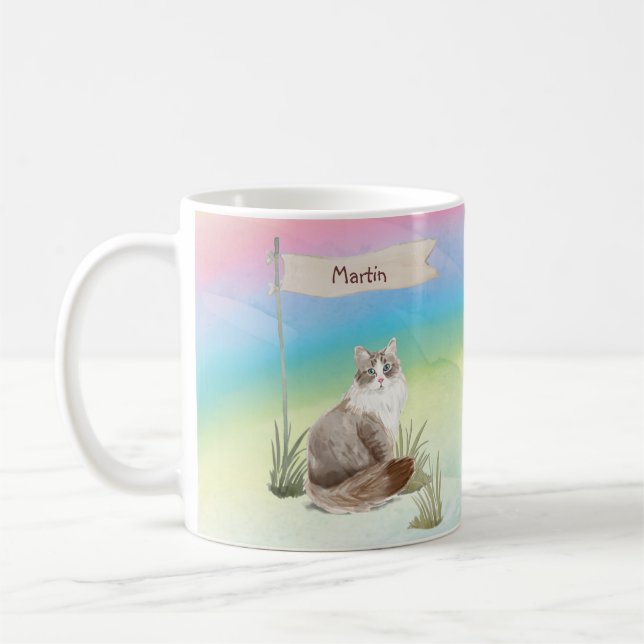 Caneca De Café Nome Personalizado Pet de Cat Siberiano (Esquerda)
