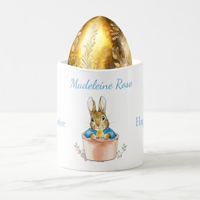 Caneca De Café Nome personalizado Peter o Felz pascoa de coelho C (Custom name design, pop an easter egg and turn this into a unique Easter gift)