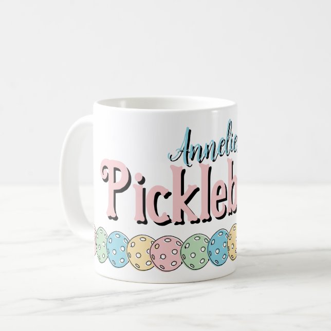 Caneca De Café Nome Personalizado "Pickleballer" Pickleball paste (Frente Esquerda)