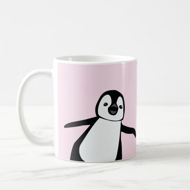 Caneca De Café Nome Personalizado Pinguim de Pequim Curvo (Esquerda)