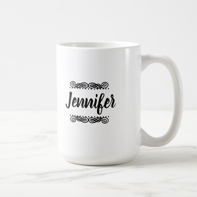 Caneca De Café Nome Personalizado Preto E Branco (Direita)