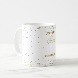 Caneca De Café Nome Personalizado Primeira Comunhão Cruz com Apar