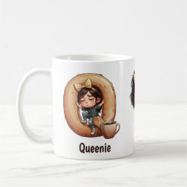 Caneca De Café Nome Personalizado & Q Sleepy Morning Plaid Charac