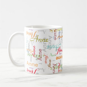 Caneca De Café Nome Personalizado Repetitivo para Cama Branca