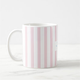 Caneca De Café Nome personalizado rosa água rosada listrada 