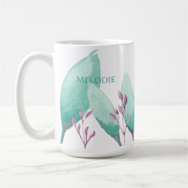Caneca De Café Nome Personalizado Salmos de Aquarela Moderna 46: