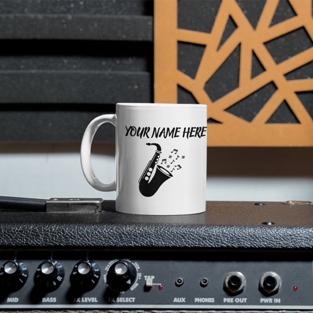 Caneca De Café NOME PERSONALIZADO Saxofone (Criador carregado)