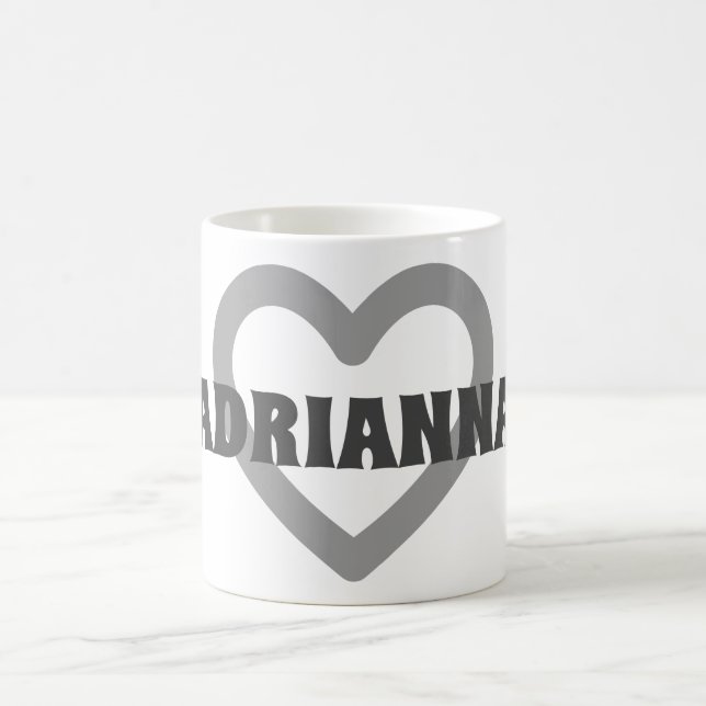 Caneca De Café Nome Personalizado Simple Cinza Heart Outline (Centro)