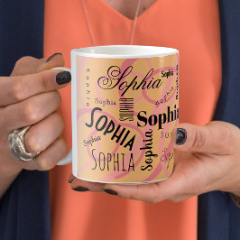 Caneca De Café Nome personalizado Sophia Mug, cor-de-rosa,