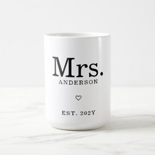 Caneca De Café Nome Personalizado "Sra. Est" Minimalista Moderno