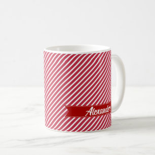 Caneca De Café Nome Personalizado Stripe Padrões de Natal de Mug