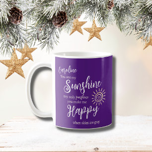 Caneca De Café Nome Personalizado Sunshine Me Faz Feliz Bright Ro