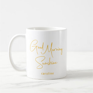 Caneca De Café Nome Personalizado Sunshine Morning Moderno