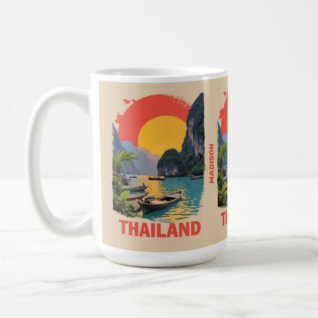 Caneca De Café Nome Personalizado Tailândia (Esquerda)