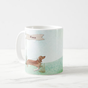 Caneca De Café Nome Personalizado Tan Dachshund Pet Dog