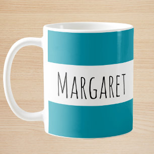 Caneca De Café Nome Personalizado Turquesa Personalizado