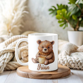 Caneca De Café Nome Personalizado - Urso de Teddy Cute
