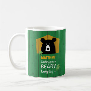 Caneca De Café Nome Personalizado, Urso e Camarões na Rua. Dia de