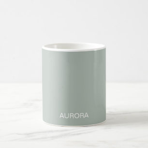 Caneca De Café Nome Personalizado Verde do Elegante Sage -