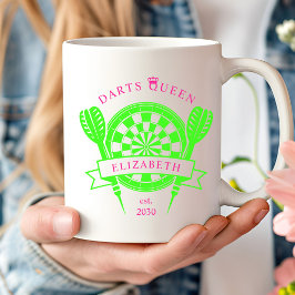 Caneca De Café Nome personalizado verde rosa Dark Queen Coffee Mu