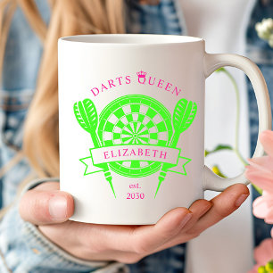 Caneca De Café Nome personalizado verde rosa Dark Queen Coffee Mu