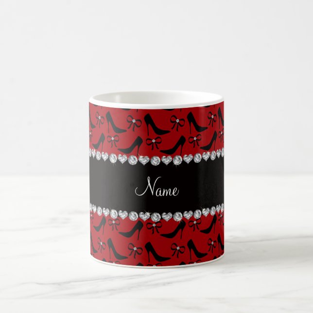 Caneca De Café Nome personalizado vermelho preto alto salto em ar (Centro)