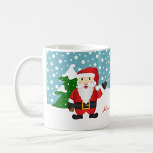 Caneca De Café Nome Personalizado Winter Santa Claus Natal