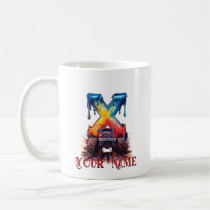 Caneca De Café Nome Personalizado 'X' Caminhão Monstruoso do Spla