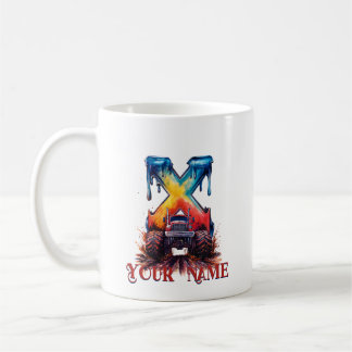 Caneca De Café Nome Personalizado 'X' Caminhão Monstruoso do Spla