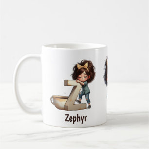 Caneca De Café Nome Personalizado & Z Manhã Sonolenta Personagem