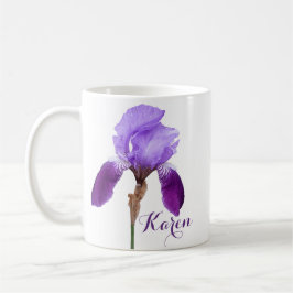Caneca De Café Nome personalizável da menina Karen purple iris fl