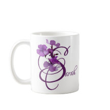 Nome personalizável da Sarah flores roxas trendy b