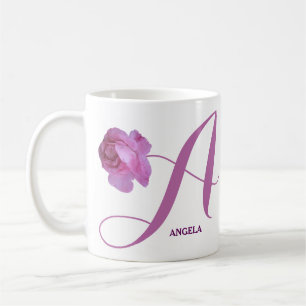 Caneca De Café Nome personalizável de Angela rosa rosa rosa rosa 