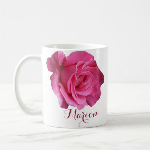 Caneca De Café Nome personalizável Marion rosa rosa flores boho