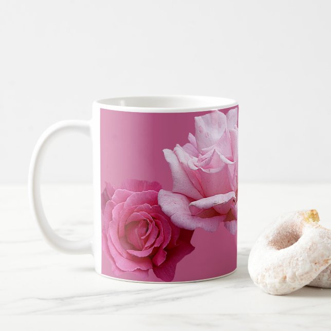 Caneca De Café Nome personalizável Miriam bonito rosa rosa rosa f (Com Donut)