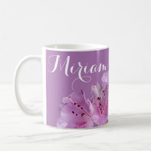 Caneca De Café Nome personalizável Miriam floral roxo rosa boho