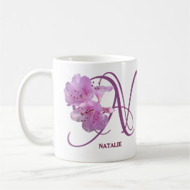 Caneca De Café Nome personalizável Natalie bonito cor-de-rosa art