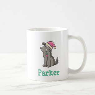 Caneca De Café Nome pessoal Cachorro com Natal Hat