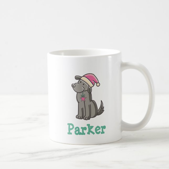 Caneca De Café Nome pessoal Cachorro com Natal Hat (Direita)