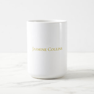 Caneca De Café Nome profissional minimalista cor dourada simples