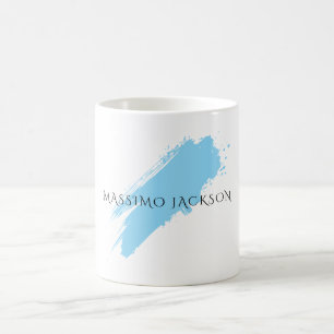 Caneca De Café Nome Próprio Decorativo Chic Simples Azul Branco