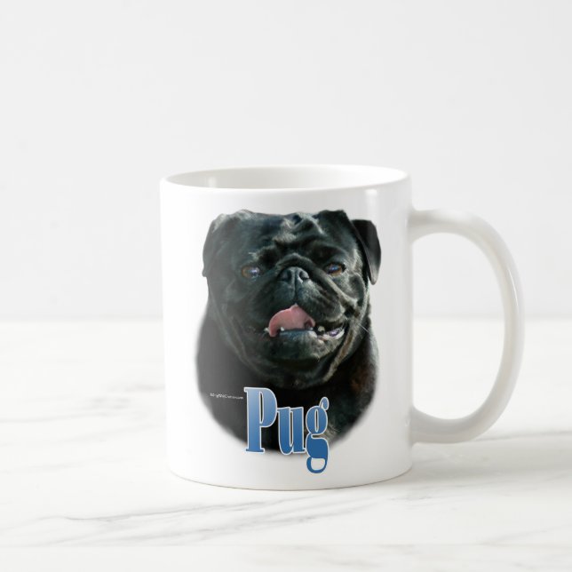 Caneca De Café Nome Pug (preto) (Direita)