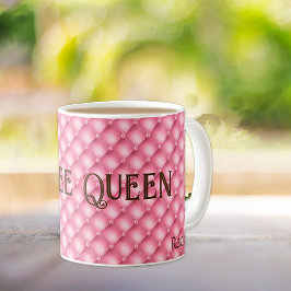 Caneca De Café Nome, Rainha do Café, Mug de Café Rosa Tufado