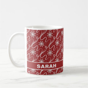 Caneca De Café Nome Redemoinho de Floco de Neve Vermelho
