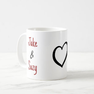 Caneca De Café Nome Simples do Namorados Coração de Café