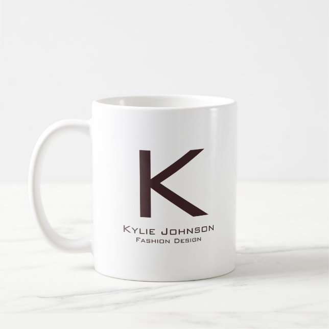 Caneca De Café Nome Simples Elegante Monograma (Esquerda)