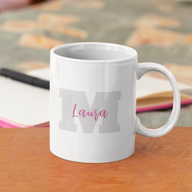 Caneca De Café Nome Simples Moderno do Monograma Personalizado (Modern monogram simple custom coffee mug.)