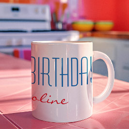 Caneca De Café Nome, Skinny Font Happy Birthday Coffee Mug