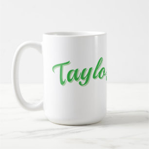 Caneca De Café Nome Taylor Em Verde,