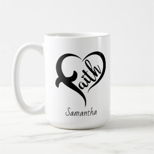 Caneca De Café Nome Tipografia Negra Inspiradora Fé